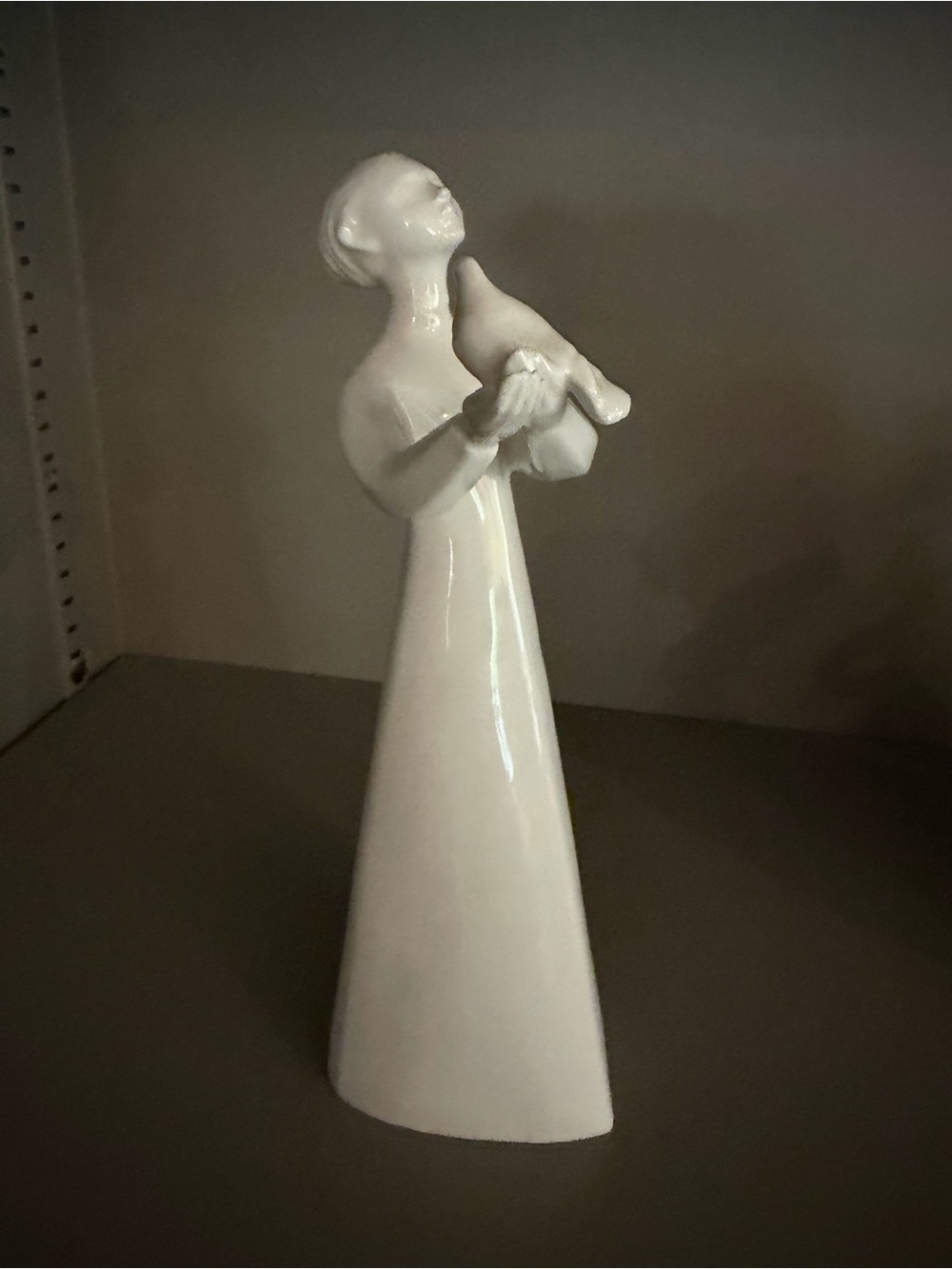 Royal Doulton White Glazed Figurine Woman with Bird